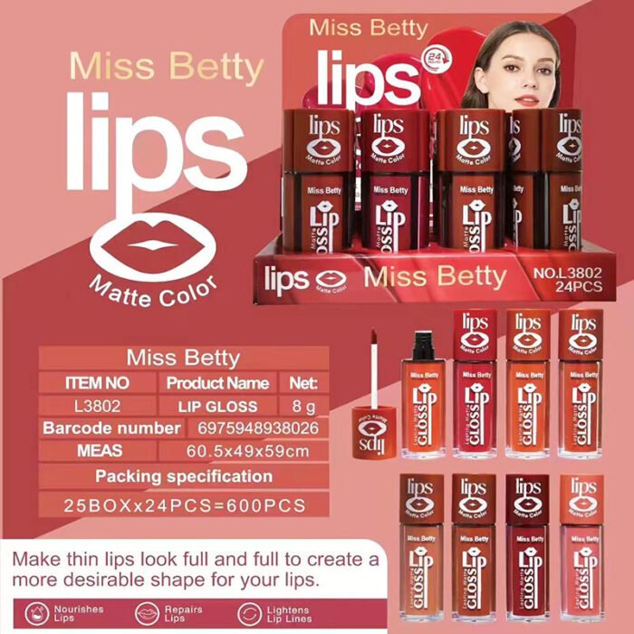 Miss Betty nude matte lip gloss long-lasting moisturizing makeup Lip gloss manufacturer wholesale